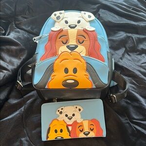 Disney Loungefly Dog-Themed Backpack and Wallet Set
